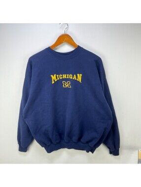 Vintage Michigan Wolverines Navy Arch Logo Sweatshirt XL